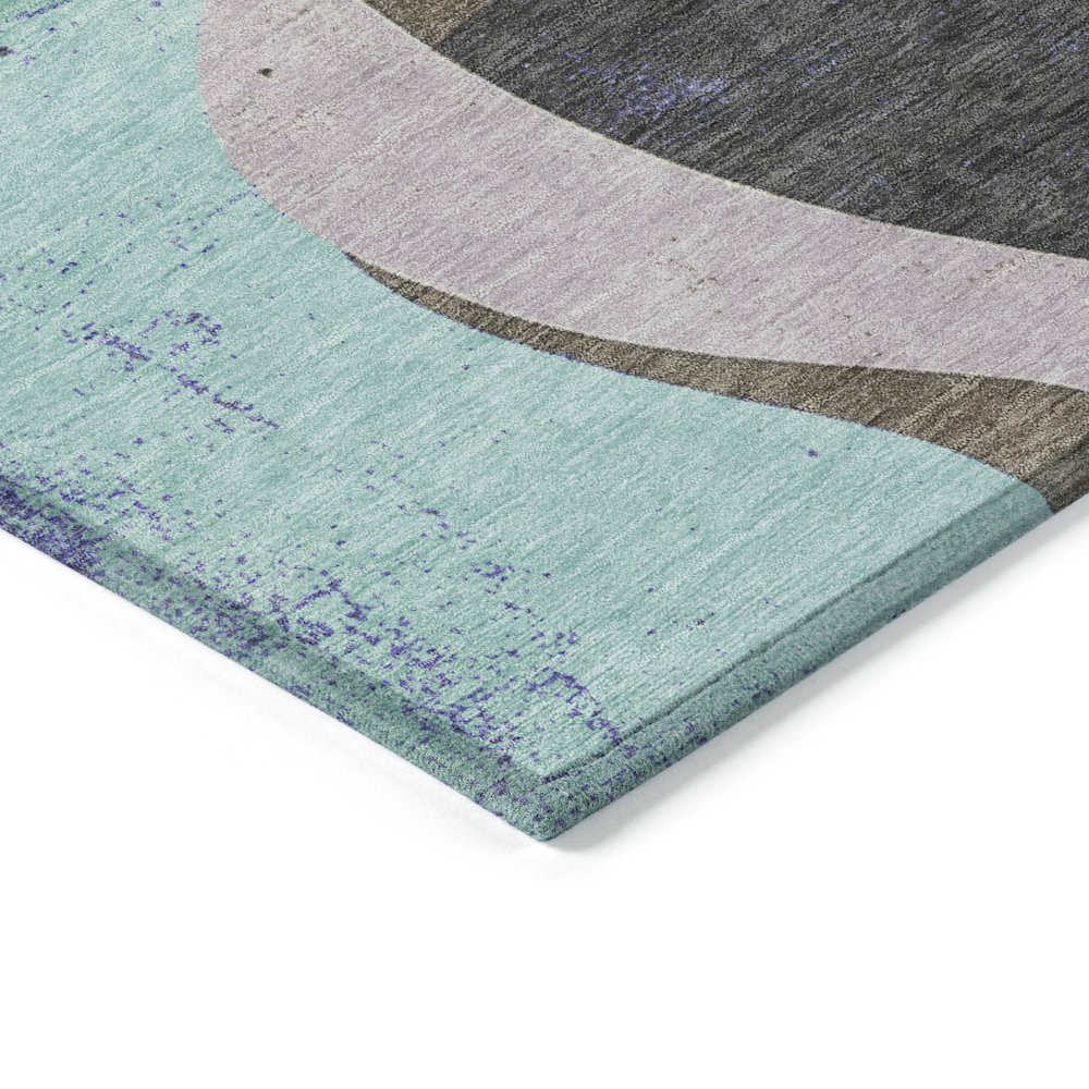 Machine Washable Indoor/Outdoor Chantille ACN2185 Teal 8' x 8' Round Rug