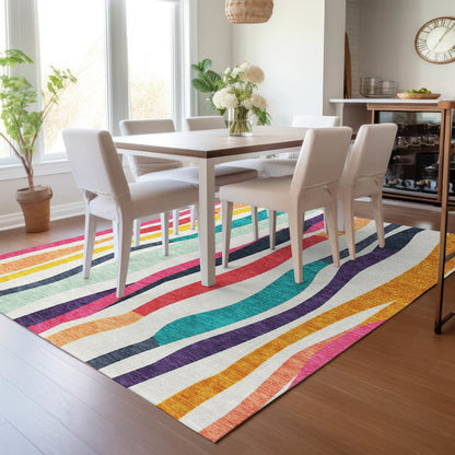 Machine Washable Indoor/Outdoor Chantille ACN2188 Ivory 10' x 14' Rug