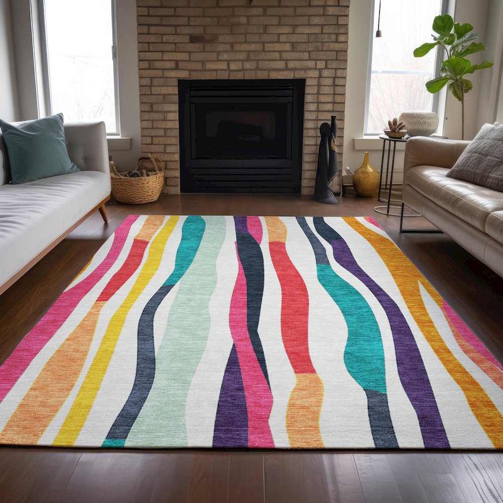 Machine Washable Indoor/Outdoor Chantille ACN2188 Ivory 10' x 14' Rug