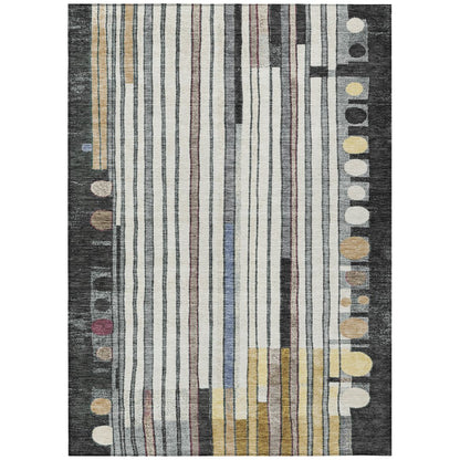 Machine Washable Indoor/Outdoor Chantille ACN2189 Black 10' x 14' Rug