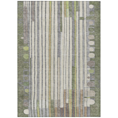 Machine Washable Indoor/Outdoor Chantille ACN2189 Olive 10' x 14' Rug