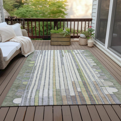 Machine Washable Indoor/Outdoor Chantille ACN2189 Olive 10' x 14' Rug