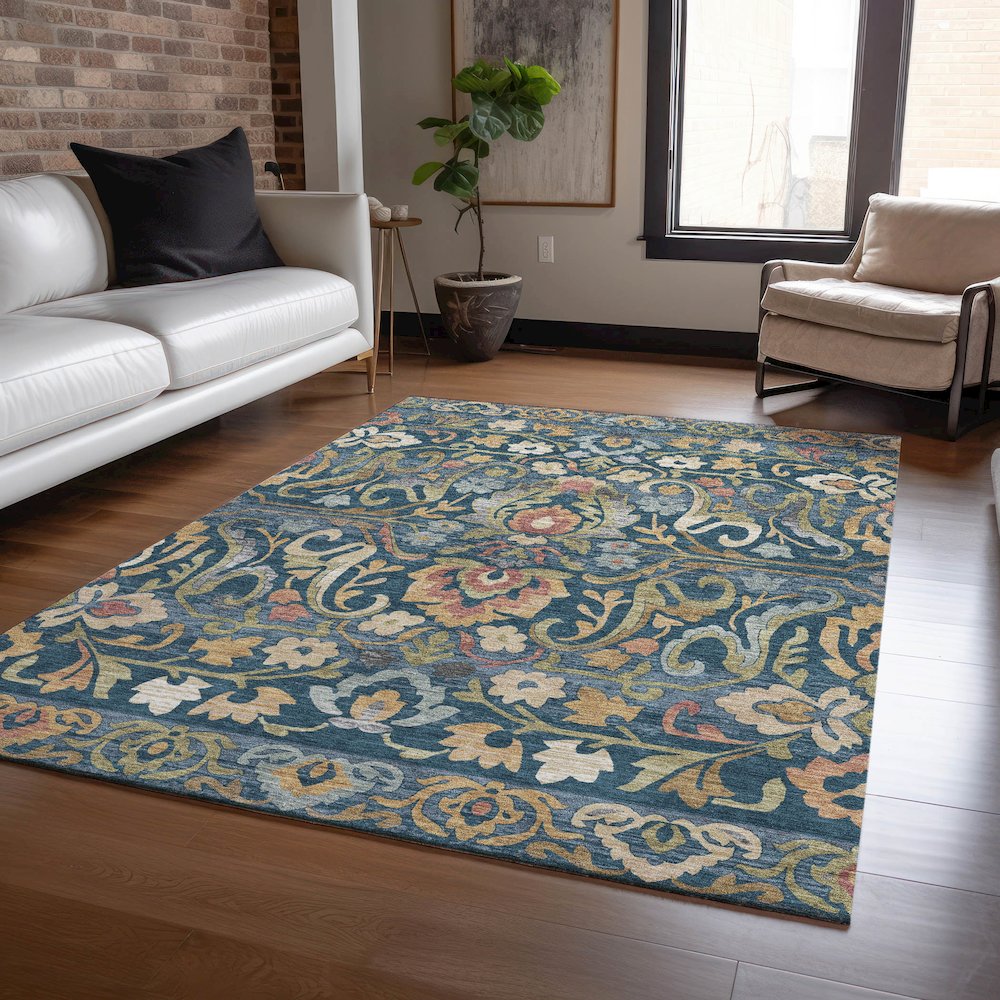 Machine Washable Indoor/Outdoor Chantille ACN2193 Navy 10' x 14' Rug