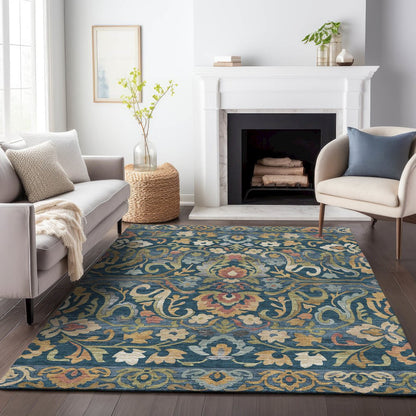 Machine Washable Indoor/Outdoor Chantille ACN2193 Navy 10' x 14' Rug