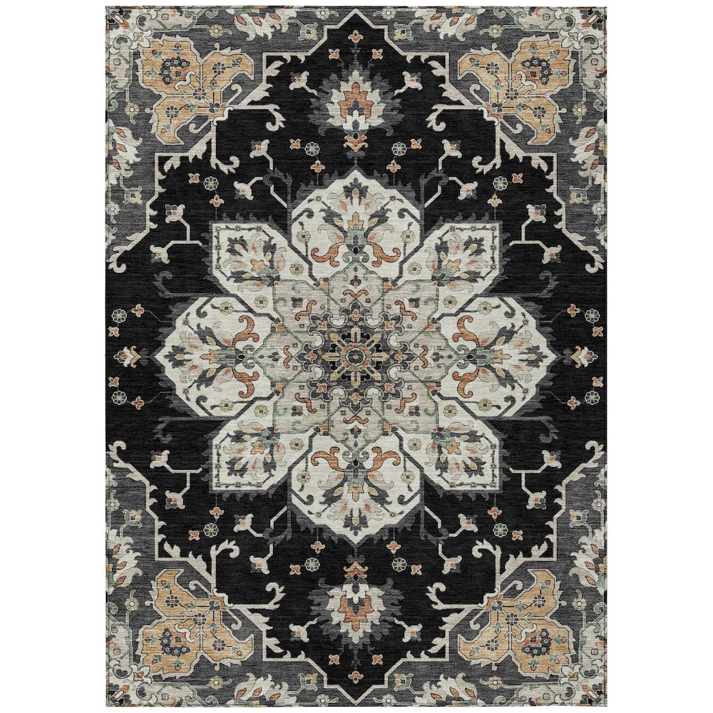 Machine Washable Indoor/Outdoor Chantille ACN2194 Black 10' x 14' Rug