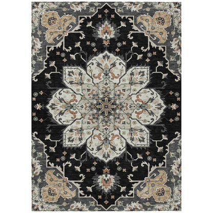 Machine Washable Indoor/Outdoor Chantille ACN2194 Black 10' x 14' Rug