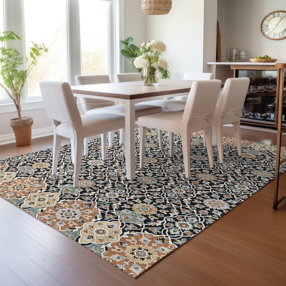 Machine Washable Indoor/Outdoor Chantille ACN2199 Black 10' x 14' Rug