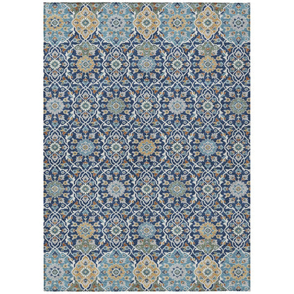 Machine Washable Indoor/Outdoor Chantille ACN2199 Navy 10' x 14' Rug