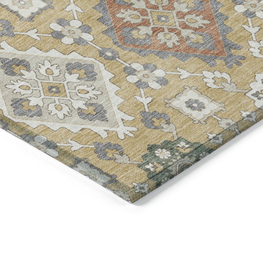 Machine Washable Indoor/Outdoor Chantille ACN2200 Gold 8' x 8' Round Rug