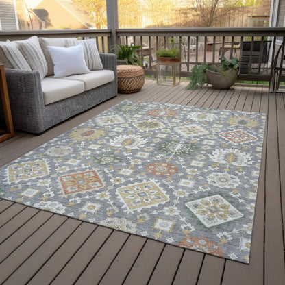 Machine Washable Indoor/Outdoor Chantille ACN2200 Gray 10' x 14' Rug