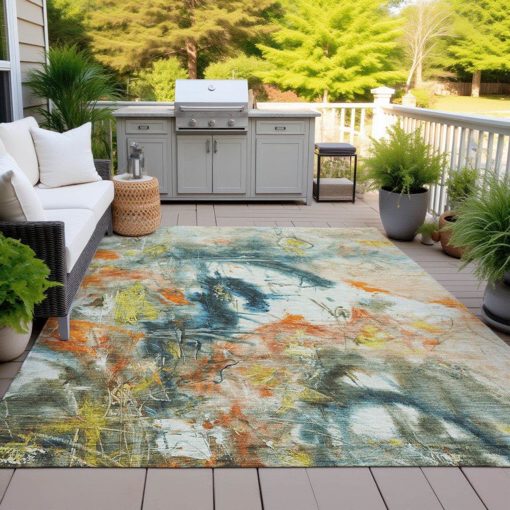 Machine Washable Indoor/Outdoor Chantille ACN2202 Sage 10' x 14' Rug