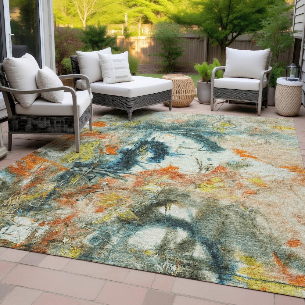 Machine Washable Indoor/Outdoor Chantille ACN2202 Sage 10' x 14' Rug