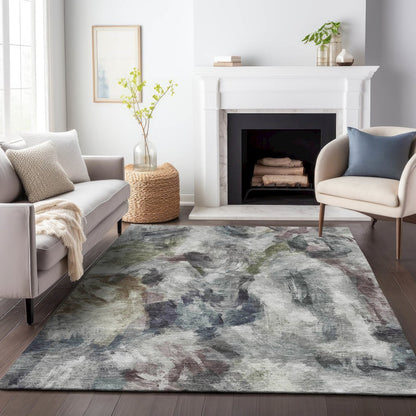 Machine Washable Indoor/Outdoor Chantille ACN2204 Gray 10' x 14' Rug