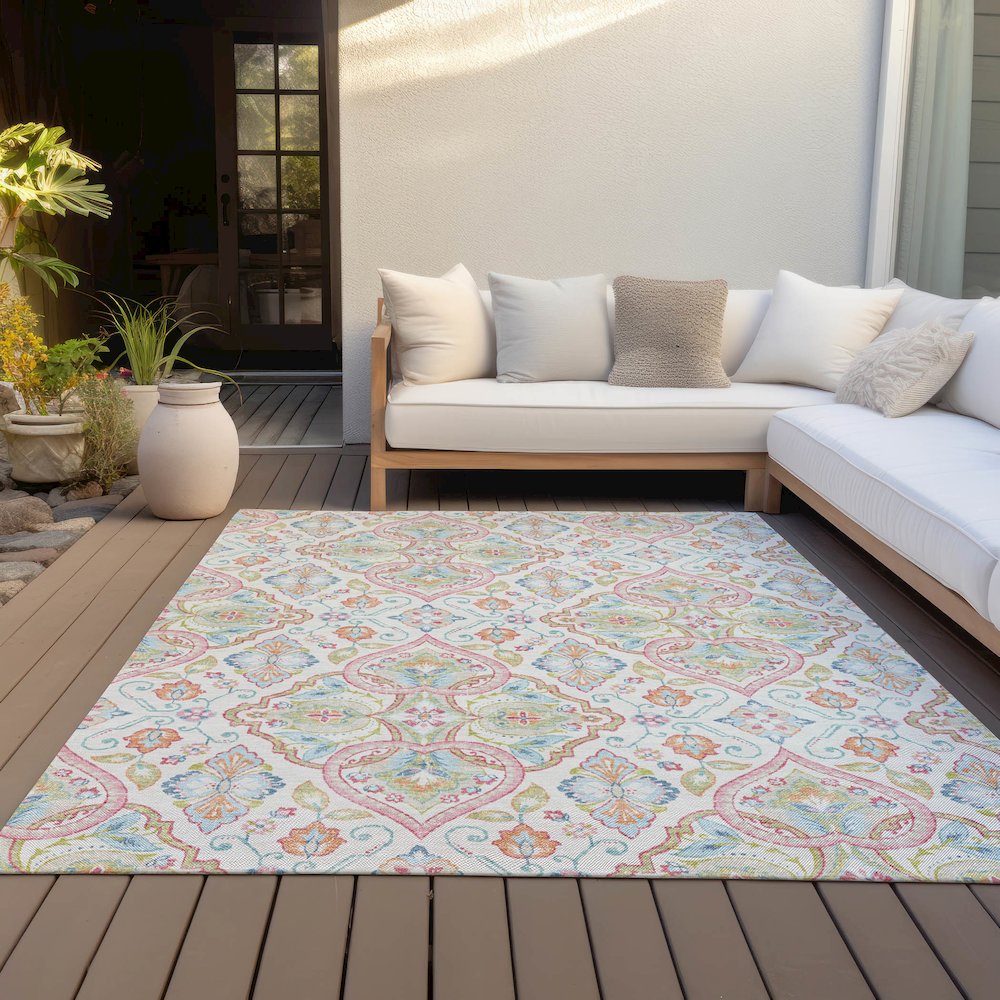 Machine Washable Indoor/Outdoor Chantille ACN2207 Ivory 10' x 14' Rug