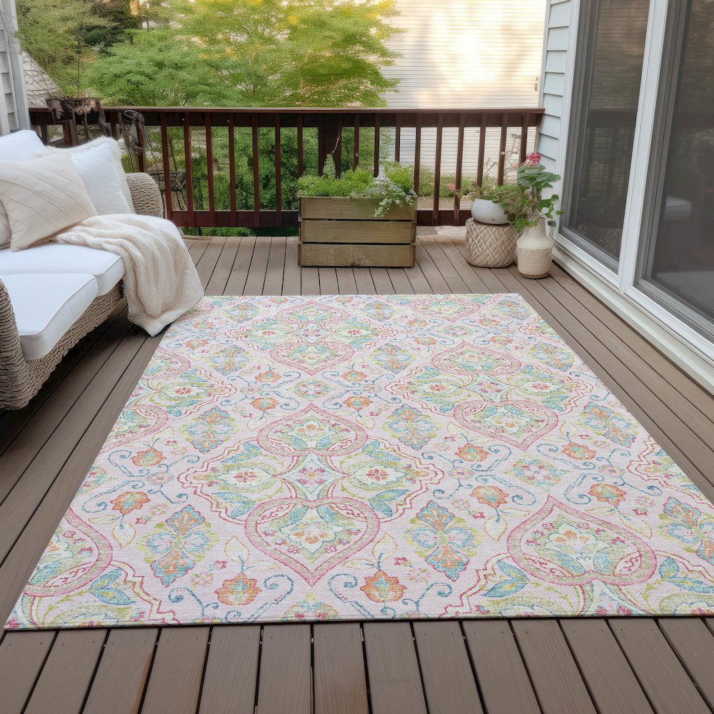 Machine Washable Indoor/Outdoor Chantille ACN2207 Pink 10' x 14' Rug