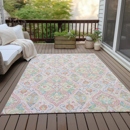 Machine Washable Indoor/Outdoor Chantille ACN2207 Pink 10' x 14' Rug