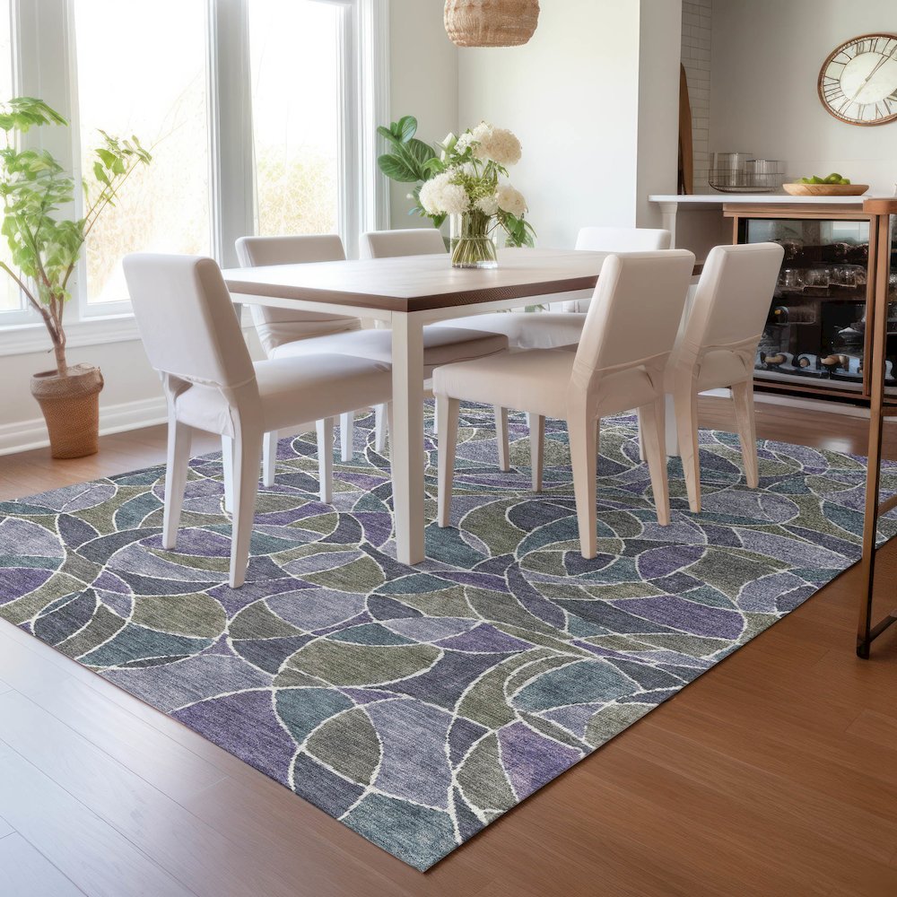 Machine Washable Indoor/Outdoor Chantille ACN2208 Purple 10' x 14' Rug