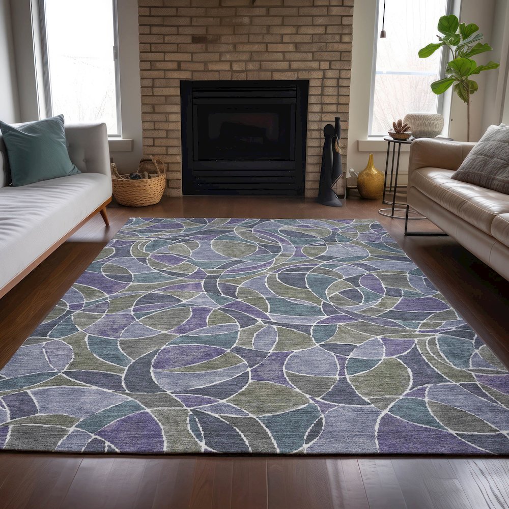Machine Washable Indoor/Outdoor Chantille ACN2208 Purple 10' x 14' Rug