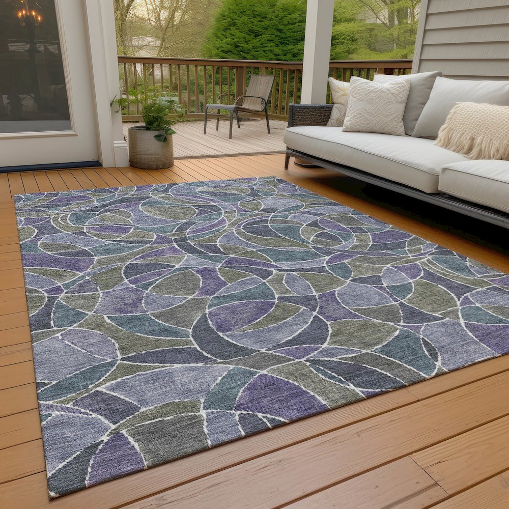 Machine Washable Indoor/Outdoor Chantille ACN2208 Purple 10' x 14' Rug