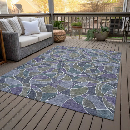 Machine Washable Indoor/Outdoor Chantille ACN2208 Purple 10' x 14' Rug