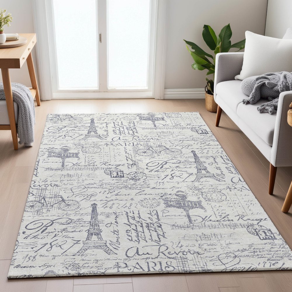 Machine Washable Indoor/Outdoor Chantille ACN2209 Ivory 10' x 14' Rug