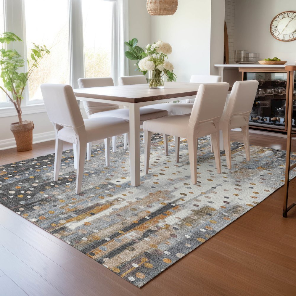 Machine Washable Indoor/Outdoor Chantille ACN2213 Gray 10' x 14' Rug