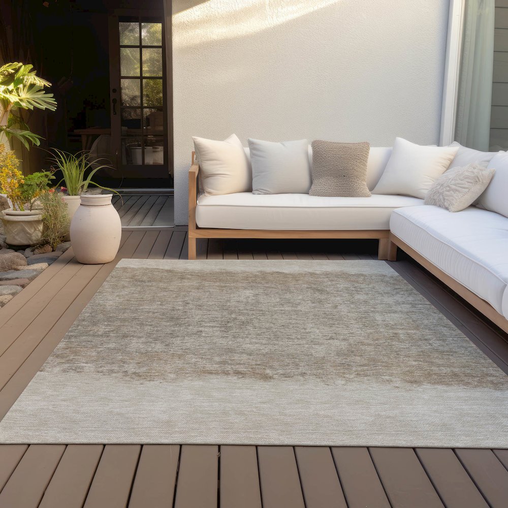 Machine Washable Indoor/Outdoor Chantille ACN2214 Beige 10' x 14' Rug
