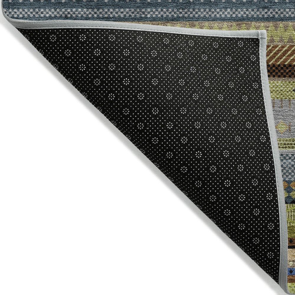 Machine Washable Indoor/Outdoor Chantille ACN2218 Olive 8' x 8' Round Rug
