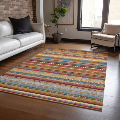 Machine Washable Indoor/Outdoor Chantille ACN2218 Paprika 10' x 14' Rug