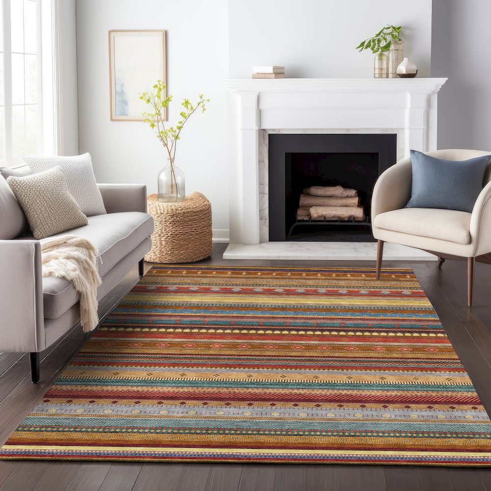 Machine Washable Indoor/Outdoor Chantille ACN2218 Paprika 10' x 14' Rug