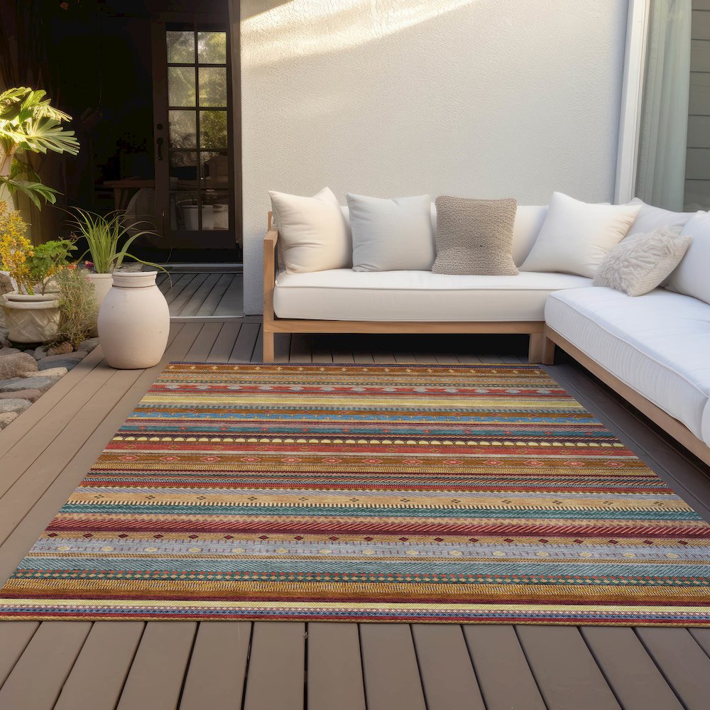 Machine Washable Indoor/Outdoor Chantille ACN2218 Paprika 10' x 14' Rug