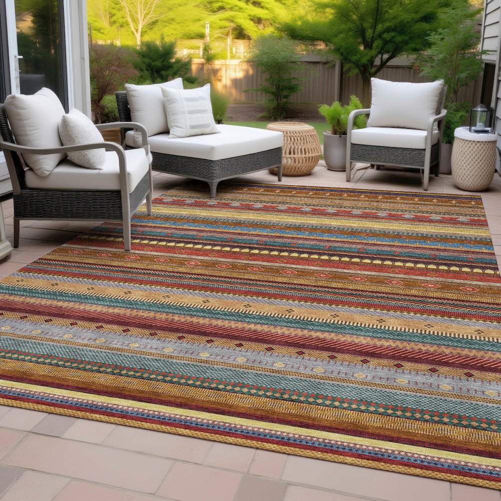 Machine Washable Indoor/Outdoor Chantille ACN2218 Paprika 10' x 14' Rug
