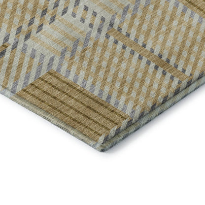 Premium Machine Washable Mayfield AMF1000 Gold 8' x 8' Round Rug