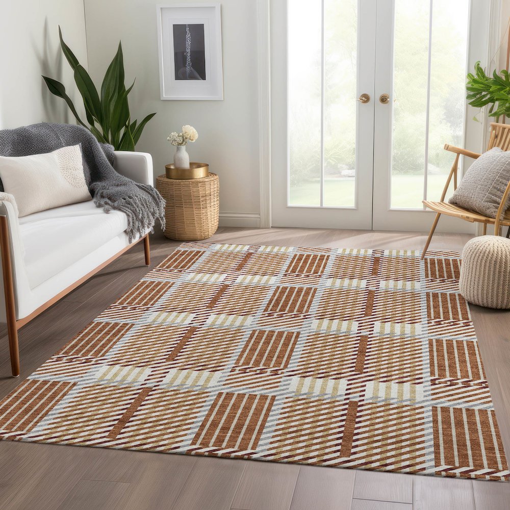 Premium Machine Washable Mayfield AMF1000 Paprika 10' x 14' Rug