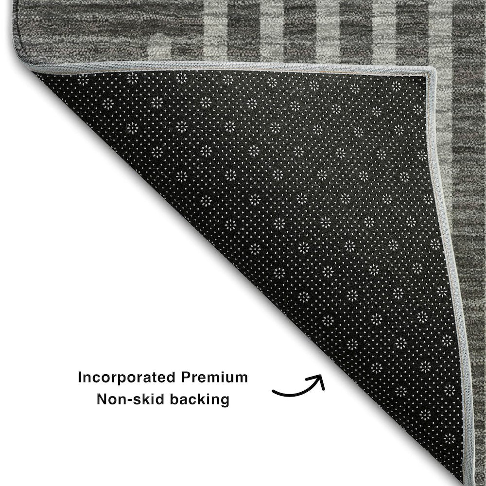 Premium Machine Washable Mayfield AMF1001 Charcoal 8' x 8' Round Rug