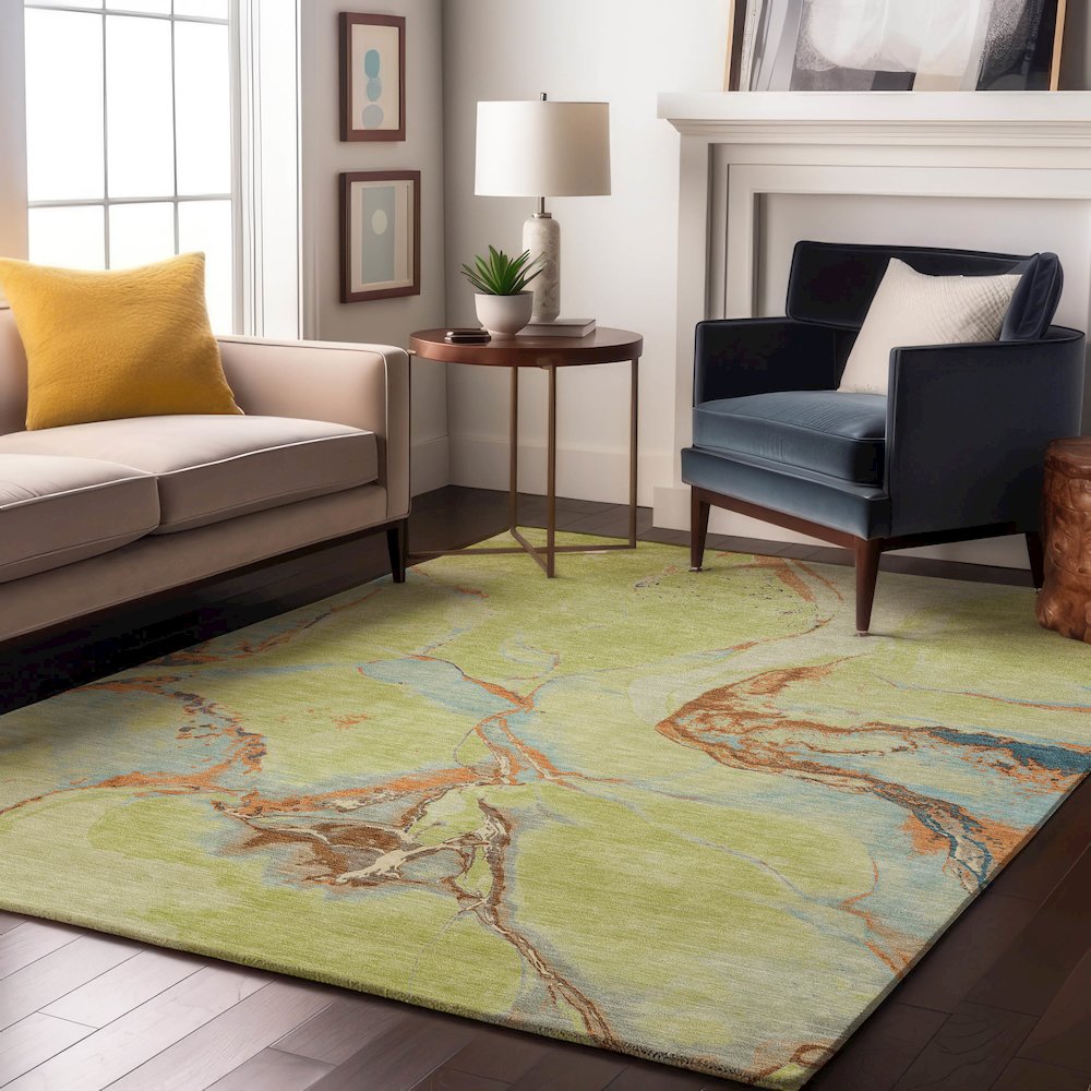 Premium Machine Washable Mayfield AMF1005 Aloe 10' x 14' Rug