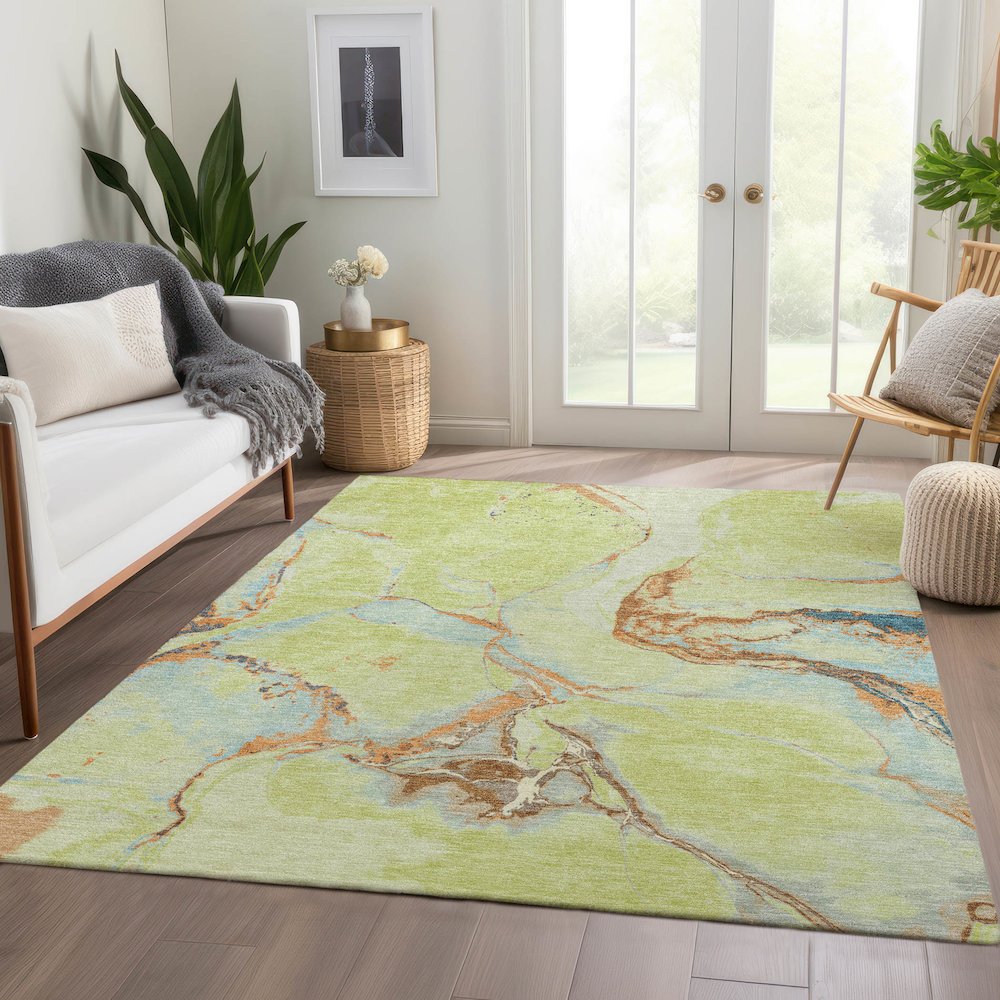 Premium Machine Washable Mayfield AMF1005 Aloe 10' x 14' Rug