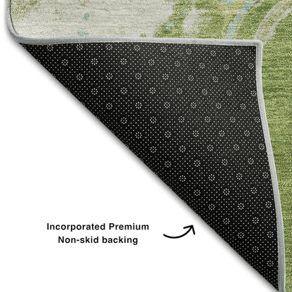 Premium Machine Washable Mayfield AMF1005 Green 8' x 8' Round Rug