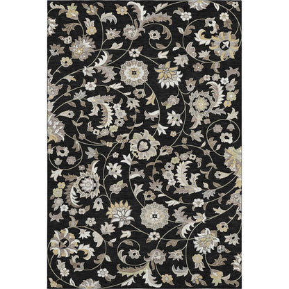 Premium Machine Washable Mayfield AMF1006 Black 10' x 14' Rug