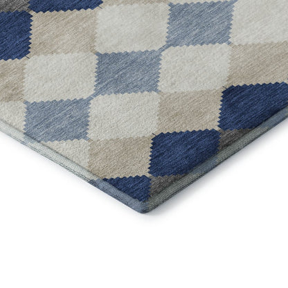 Premium Machine Washable Mayfield AMF1007 Navy 8' x 8' Round Rug