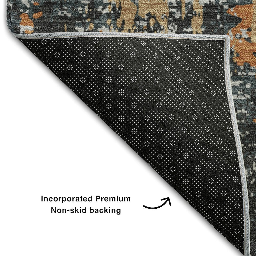 Premium Machine Washable Mayfield AMF1008 Charcoal 8' x 8' Round Rug