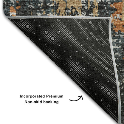 Premium Machine Washable Mayfield AMF1008 Charcoal 8' x 8' Round Rug
