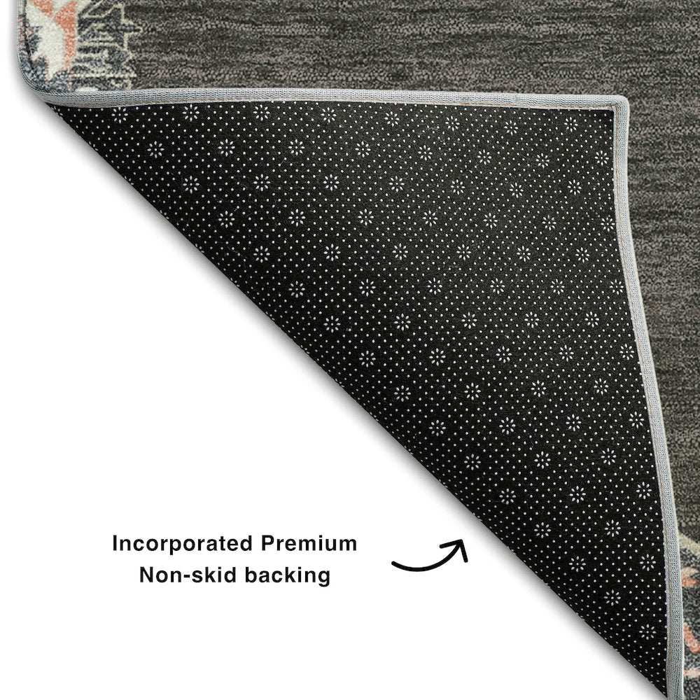 Premium Machine Washable Mayfield AMF1011 Charcoal 8' x 8' Round Rug