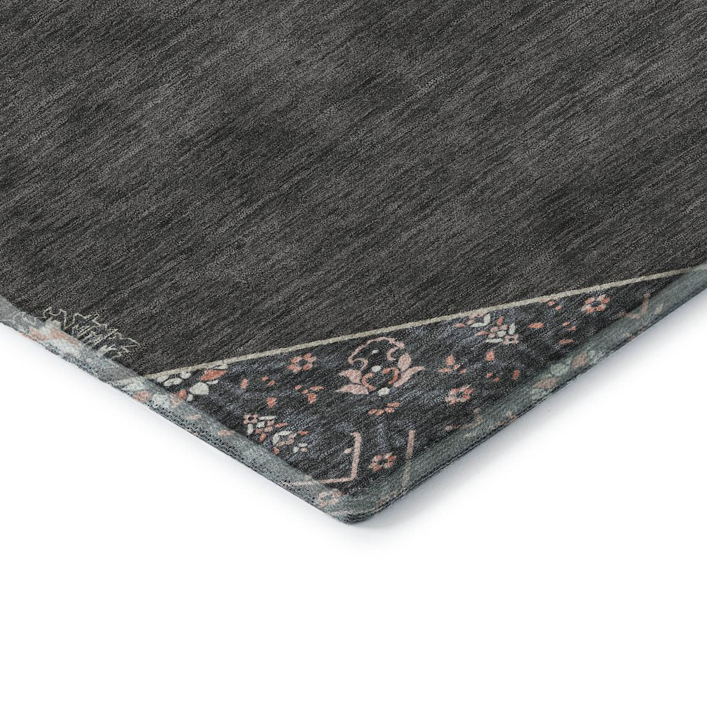 Premium Machine Washable Mayfield AMF1011 Charcoal 8' x 8' Round Rug