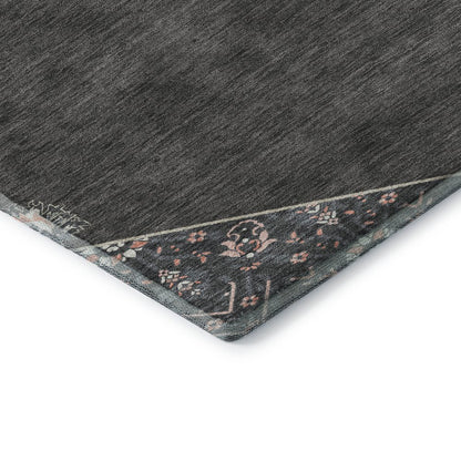 Premium Machine Washable Mayfield AMF1011 Charcoal 8' x 8' Round Rug