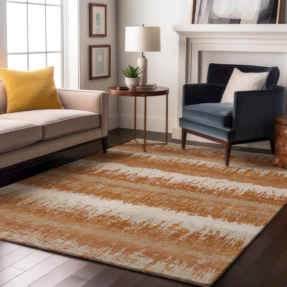 Premium Machine Washable Mayfield AMF1013 Copper 10' x 14' Rug