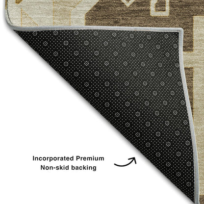Premium Machine Washable Mayfield AMF1015 Brown 8' x 8' Round Rug