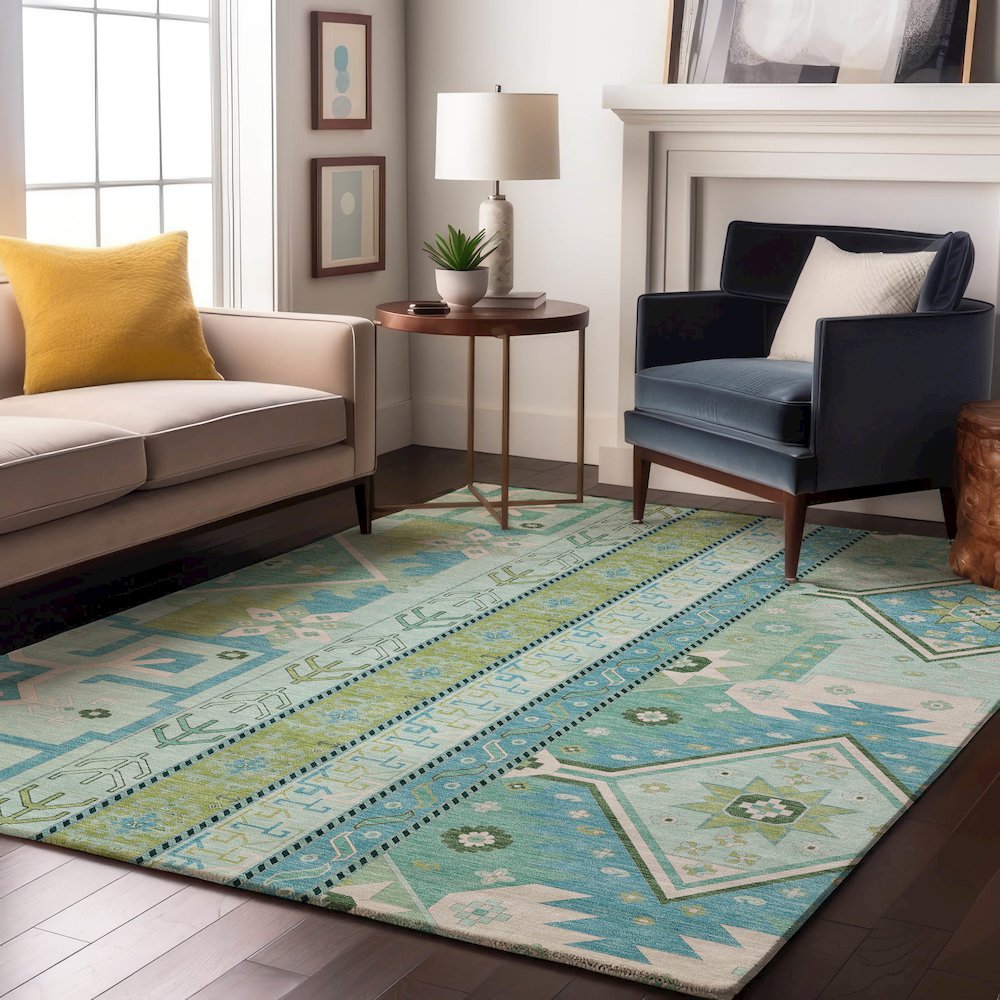 Premium Machine Washable Mayfield AMF1015 Mint 10' x 14' Rug