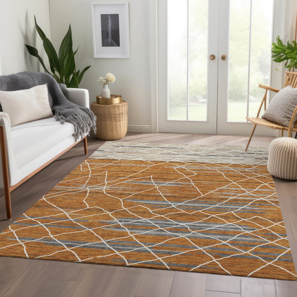 Premium Machine Washable Mayfield AMF1025 Terracotta 10' x 14' Rug