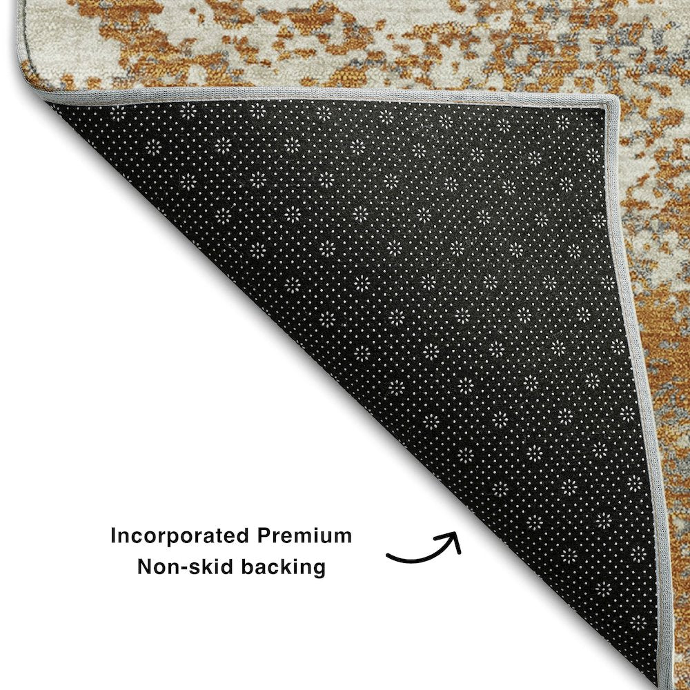 Premium Machine Washable Mayfield AMF1027 Copper 8' x 8' Round Rug
